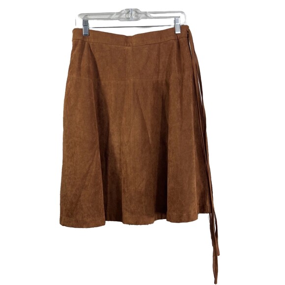 Octavia Faux Suede Knee Length Skirt Boho Fall Winter Size Medium - Picture 3 of 14